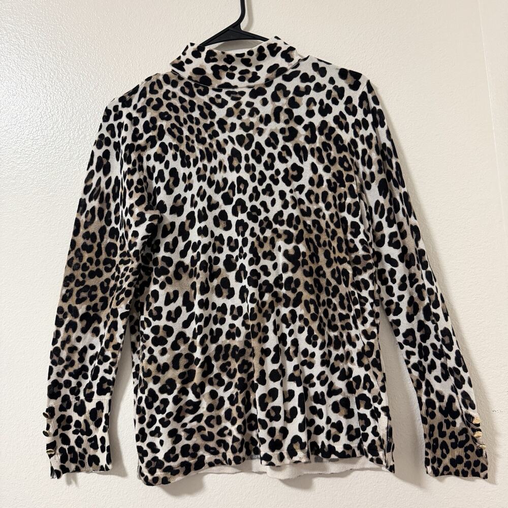 Chico's Animal Print Zip Back Mock Neck Pullover Size 0 Small Women’s Top